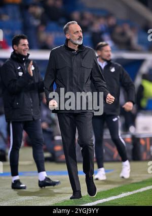 Torjubel Trainer Pellegrino Matarazzo TSG 1899 Hoffenheim nach Tor zum 1:0 durch Valentin Gendrey TSG 1899 Hoffenheim (15) TSG 1899 Hoffenheim gegen Olympique Lyon, Fussball, UEFA Europa League, Spieltag 4, Saison 2024/2025, 07.11.2024 Foto: Eibner-Pressefoto/Michael Weber Stockfoto