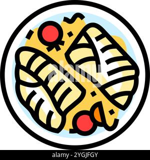 Gebackener Kabeljau Fisch Farbe Symbol Vektor Illustration Stock Vektor