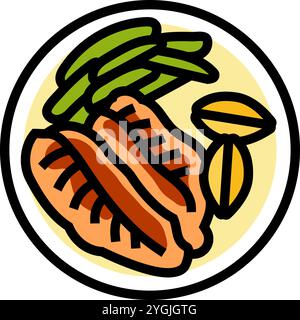 Geschwärzte Fisch Farbe Symbol Vektor Illustration Stock Vektor