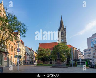 Erfurt, Kirche Kaufmannskirche, Martin-Luther-Denkmal in Thüringen, Deutschland Stockfoto