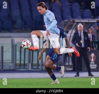 Roma, Latium, ITALIEN. November 2024. 07/11/2024 Rom, Stadio Olimpico, Fußballspiel für die Europa League 2024/24 zwischen SS Latium gegen SSC gegen FC Porto. Auf Foto: Luca Pellegrini von SS Lazio (Credit Image: © Fabio Sasso/ZUMA Press Wire) NUR REDAKTIONELLE VERWENDUNG! Nicht für kommerzielle ZWECKE! Stockfoto