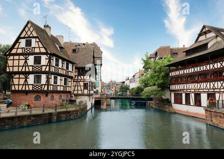 Fachwerkhäuser in La Petite France, Straßburg, Elsass, Frankreich Stockfoto