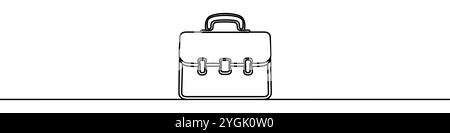 Minimalistische Darstellung einer Geschäftsaktentasche, gezeichnet mit einer einzigen durchgehenden Linie. Vektorabbildung. Stock Vektor