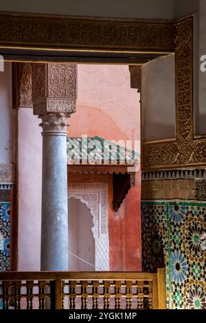 Marrakesch, saadische Gräber, Grab, Saaditengräber, Architektur, Sehenswürdigkeiten, Gebäude, Wandmosaik, Stadt, Maghreb, Marokko Stockfoto