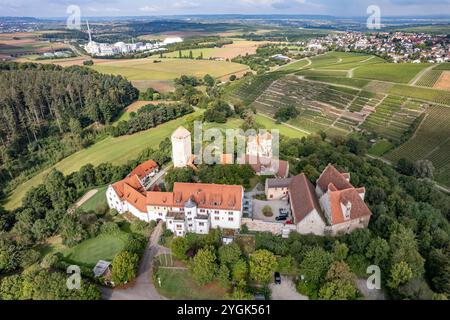 Schloss Liebenstein bei Neckarwestheim aus der Luft gesehen, Baden-Württemberg, Deutschland Stockfoto