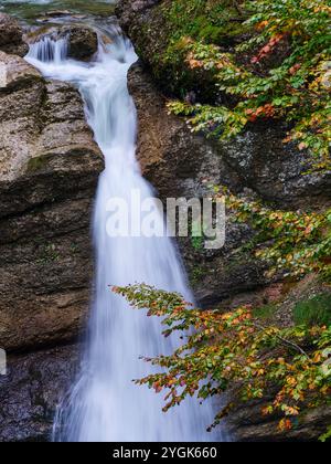 Herbststimmung im Ostertaltobel im Gunzesried-Tal, Naturpark Nagelfluhkette, Allgäu Stockfoto