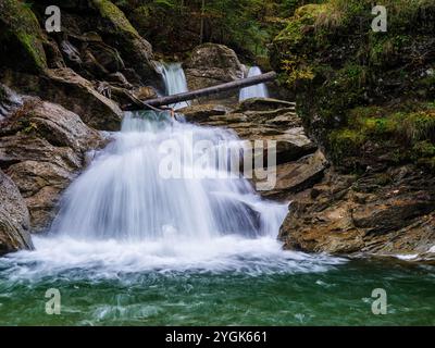 Herbststimmung im Ostertaltobel im Gunzesried-Tal, Naturpark Nagelfluhkette, Allgäu Stockfoto