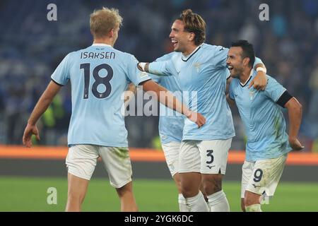 Rom, Italien 07.11.2024: Lazio-Spieler feiern am Ende der UEFA Europa League 2024-2025, Tag 4, Fußballspiel zwischen SS Lazio gegen FC Porto in O Stockfoto