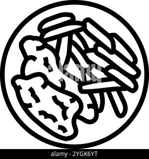 Chips Fish Line Symbol Vektor Illustration Stock Vektor