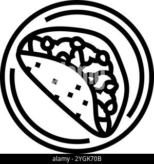 Tacos Fischlinie Symbol Vektor Illustration Stock Vektor