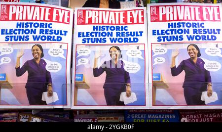 Kemi Badenoch - Private Eye Cover, britisches Satire- und Aktuelles-Magazin, zeigt den neuen Politiker der Konservativen Partei und Oppositionsführer. Stockfoto