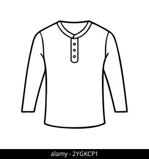 Einfache Vektor-Illustration eines henley-Hemdes , in einem einfachen und klaren Stil, für Business- und Modegrafiken. Kleidung flach Illustration. Stock Vektor