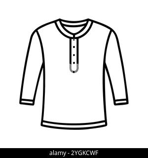 Einfache Vektor-Illustration eines henley-Hemdes , in einem einfachen und klaren Stil, für Business- und Modegrafiken. Kleidung flach Illustration. Stock Vektor