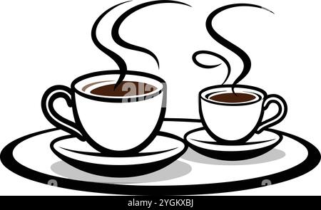 Silhouettenvektor-Symbol für Kaffee- oder Teetasse auf weißem Hintergrund Stock Vektor