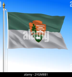 US National Park Service Guidon Waving Fahne, Vereinigte Staaten von Amerika, Vektorillustration Stock Vektor