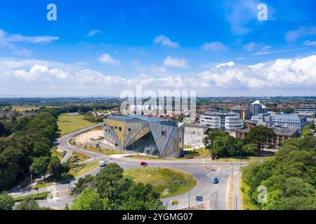 Luftaufnahme der Bournemouth University, Talbot Campus Gebäude von oben zeigt die Arts University Bournemouth, das Student Village, Fusion BU Stockfoto