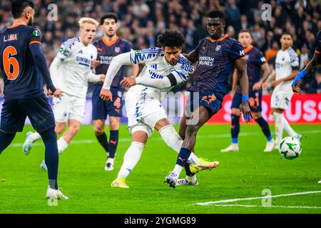 9 (FCK) - Deutsch Onugkha, 27 (IBA) - Ousseynou Ba. Europa Conference League: FC København vs İstanbul Başakşehir F.K. - 07.11.2024. København, Dan Stockfoto