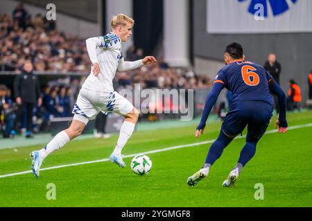 17 (FCK) - Victor Froholdt, 6 (IBA) - Lucas Lima. Europa Conference League: FC København vs İstanbul Başakşehir F.K. - 07.11.2024. København, Danm Stockfoto