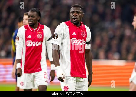 Amsterdam, Niederlande. November 2024. AMSTERDAM, NIEDERLANDE - 7. NOVEMBER: Brian Brobbey vom AFC Ajax schreien während des UEFA Europa League 2024/25 League Phase MD4-Spiels zwischen AFC Ajax und Maccabi Tel Aviv am 7. November 2024 in der Johan Cruijff Arena in Amsterdam. (Foto von Andre Weening/Orange Pictures) Credit: Orange Pics BV/Alamy Live News Stockfoto