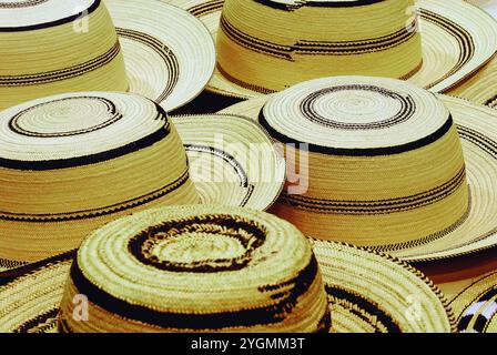 Die traditionellen panamaischen „Pintao“-Hüte sind vollständig handgefertigt und wurden von der UNESCO, Panama, als immaterielles Kulturerbe der Menschheit gelistet – Stockfoto Stockfoto