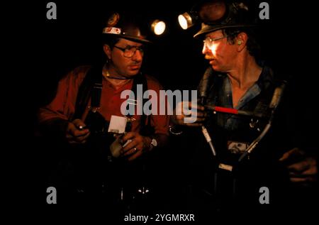 Bergleute in der Homestake Mine, South Dakota, USA. Stockfoto