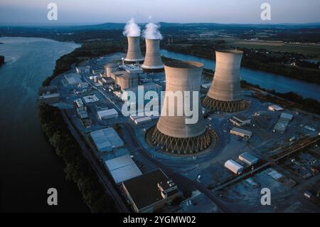 Kernkraftwerk auf Three Mile Island, PA, USA. Stockfoto