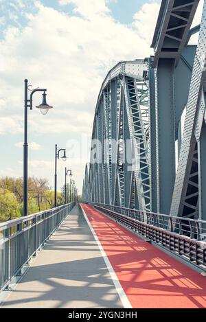 Malerische Aussicht auf die Stadt Toruń, Polen, von einer Brücke aus, die die historische Architektur und die Schönheit des Flusses der Stadt zeigt Stockfoto