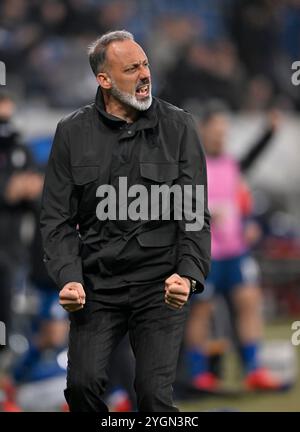 Torjubel Trainer Coach Pellegrino Matarazzo TSG 1899 Hoffenheim nach Tor zum 2:2 von Umut Tohumcu TSG 1899 Hoffenheim (17) TSG 1899 Hoffenheim vs Olympique Lyonnais Lyon 07.11.2024 DFL-VORSCHRIFTEN VERBIETEN JEDE VERWENDUNG VON FOTOGRAFIEN ALS BILDSEQUENZEN UND/ODER QUASI-VIDEO Stockfoto