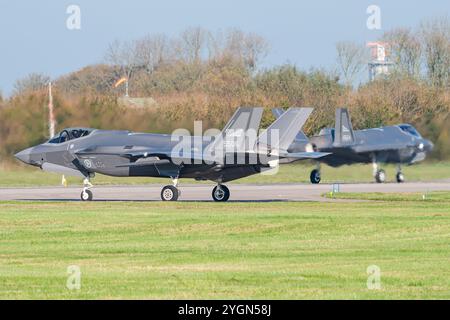 Ein Lockheed Martin F-35 Lightning II Überschallkampfjäger der Royal Norwegian Air Force auf der Leeuwarden Air Base. Stockfoto