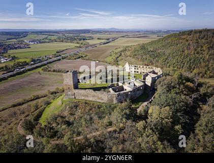 Das Hoehenburg Gleichen, auch Wanderslebener Gleiche oder Wanderslebener Burg genannt, ist eine mittelalterliche Burgruine in Thüringen. It Stockfoto