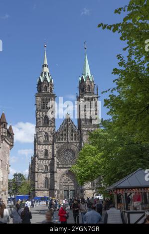 St. Lorenzkirche, Karolinenstr., Nürnberg, Mittelfranken, Bayern, Deutschland, Europa Stockfoto