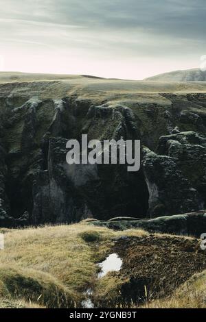 Fjadrargljufur Canyon im Winter, Island, Europa Stockfoto