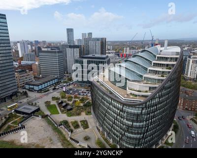Nr. 1 Angel Square, Hauptsitz der Co-operative Group, NOMA, Manchester, England, Großbritannien Stockfoto