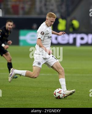 Frankfurt, Deutschland. November 2024. Hugo Larsson fotografiert beim Fußball Euro League Spiel Eintracht Frankfurt gegen Slavia Prag am 7.11.2024 in Frankfurt. Quelle: dpa/Alamy Live News Stockfoto