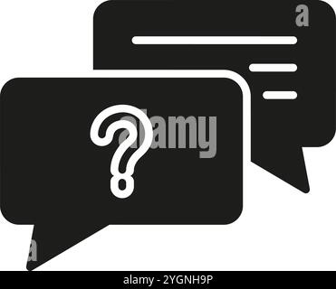 Silhouette-Symbol für Chat-Kommunikation mit Frage und Nachricht in Sprechblase. Abbildung Des Isolierten Vektors Stock Vektor