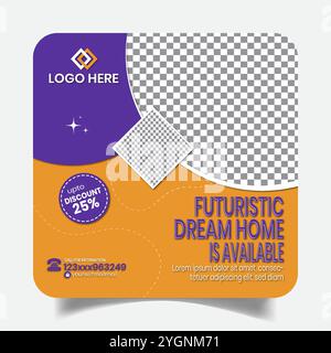 Post-Design-Vorlage Für Immobilienverkauf In Sozialen Medien Stock Vektor