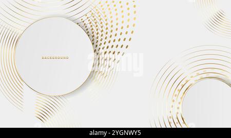 Abstrakter weißer und goldener Kreis Hintergrund Stock Vektor