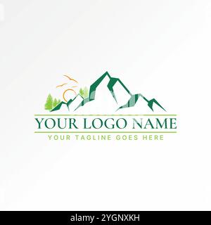 Logo Design Grafik Konzept Kreativ Premium Vektor Stock Bild Grafik einfache einzigartige Mountain Hill Park Flying Birds. Verwandtes Abenteuer grüner Wald Stock Vektor