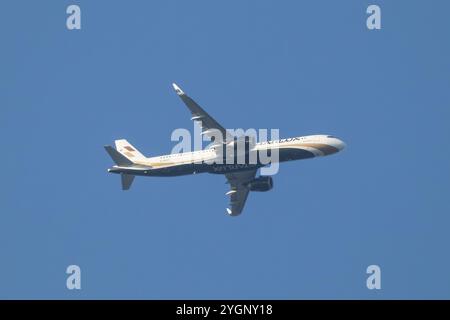 Chiangmai, Thailand - 20. Januar 2024: B-58207 Airbus A321 von Starlux Airway. Fahren Sie vom Flughafen Chiangmai nach taipei Taiwan. Stockfoto