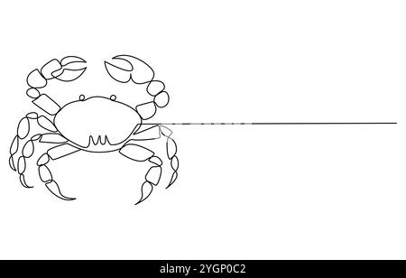 Symbol Krabben Linie Vektor für fortlaufende Zeichnung. Eine Linie Arthropoden Krabben Symbol Vektor Hintergrund. Seekrabben-Symbol. Durchgehende Kontur einer Cartoon-Krabbenfigur Stock Vektor