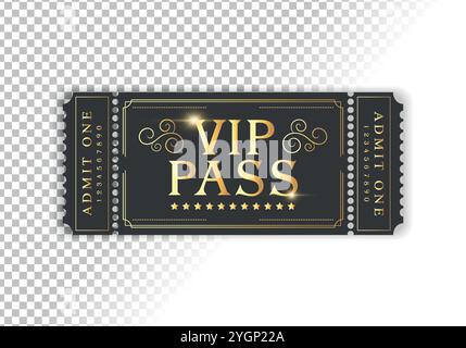 VIP-Pass-Vorlage. Geeignet für Festival, Kino, Theater, Konzert, Casino, Zirkus, Eintrittskarten für Veranstaltungen. Vektorabbildung Stock Vektor