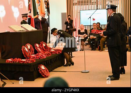 LONDON, GROSSBRITANNIEN. November 2024. SK Laes Cranath at the City Hall Remembrance Day Service 2024 ist eine gemeinsame Veranstaltung mit dem Bürgermeister von London, Sadiq Khan und London Assembly und City Hall Branch der Royal British Legion. Der Dienst umfasst die Teilnahme von Vertretern muslimischer, Sikh, Hindus und jüdischer Glaubensrichtungen. Anlässlich des 80. Jahrestages des D Day wird eine Ausstellung von Blind Veterans UK im Londoner Wohnzimmer im City Hall in London, Großbritannien, stattfinden. (Foto von 李世惠/siehe Li/Picture Capital) Credit: Siehe Li/Picture Capital/Alamy Live News Stockfoto