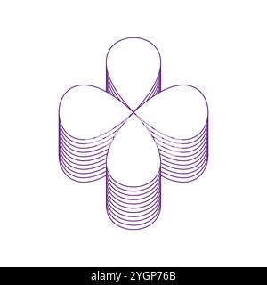 Abstrakte lila Form. 3D-Layered Design. Geometrische Vektordarstellung. Symmetrische Blütenform. Stock Vektor