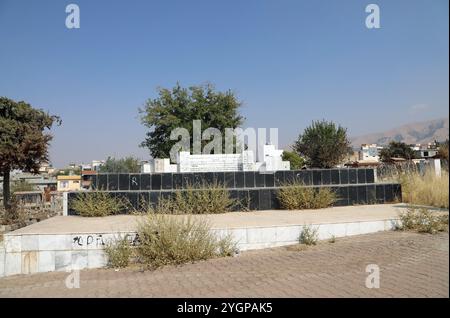 Massengrab mit 1500 Opfern des Gasangriffs von Saddam Hussein in Halabja im Jahr 1988 Stockfoto