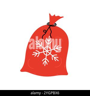 Weihnachtsmann, roter Geschenksack. Niedliche Weihnachtsvektor-Illustration. Weihnachtsmann-Tasche voller Geschenke Weihnachtsweihnachtssymbol für saisonale Designs im Dezember. Flach und Stock Vektor