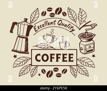 Kaffee-Design über beigem Hintergrund, Vektorillustration. EPS10 Stock Vektor