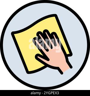 Symbol für die Farbe der Serviette reinigen. Windows-Reinigungstuch. Einfache Stildarstellung. Oberflächenwischen, Desinfektion. Vektorisolierte Umrisszeichnung. Stock Vektor