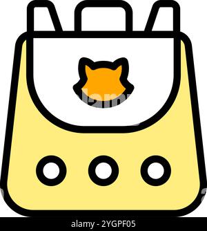 PET-Trägersymbol. Bequemes Reisen mit Tieren. Farbvektorsymbol des Cat Carrier. Käfigkatze. Transportkiste. Tiere. Isolierte Vektordarstellung. Stock Vektor