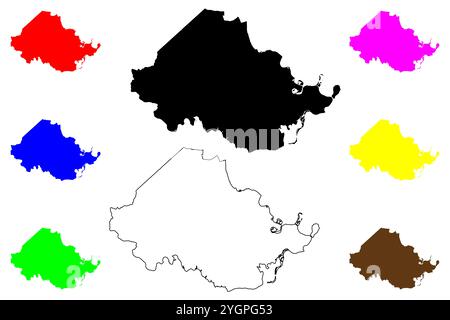 Chesterfield County, Commonwealth of Virginia (US County, Vereinigte Staaten von Amerika, USA, USA, US) Kartenvektordarstellung, Scribble Skizze Chesterf Stock Vektor