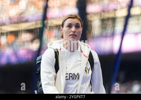 Paris, Frankreich. August 2024. PUDENZ Kristin (Deutschland), Diskuswurf, Frauen, Qualifikation, FRA, Olympische Spiele Paris 2024, Leichtathletik, Abendsession, 02.08.2024 Foto: Eibner-Pressefoto/Michael Memmler Credit: dpa/Alamy Live News Stockfoto